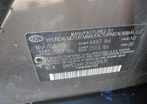 2015 Hyundai Sonata Se from USA, damaged, VIN 5NPE24AF2FH200531